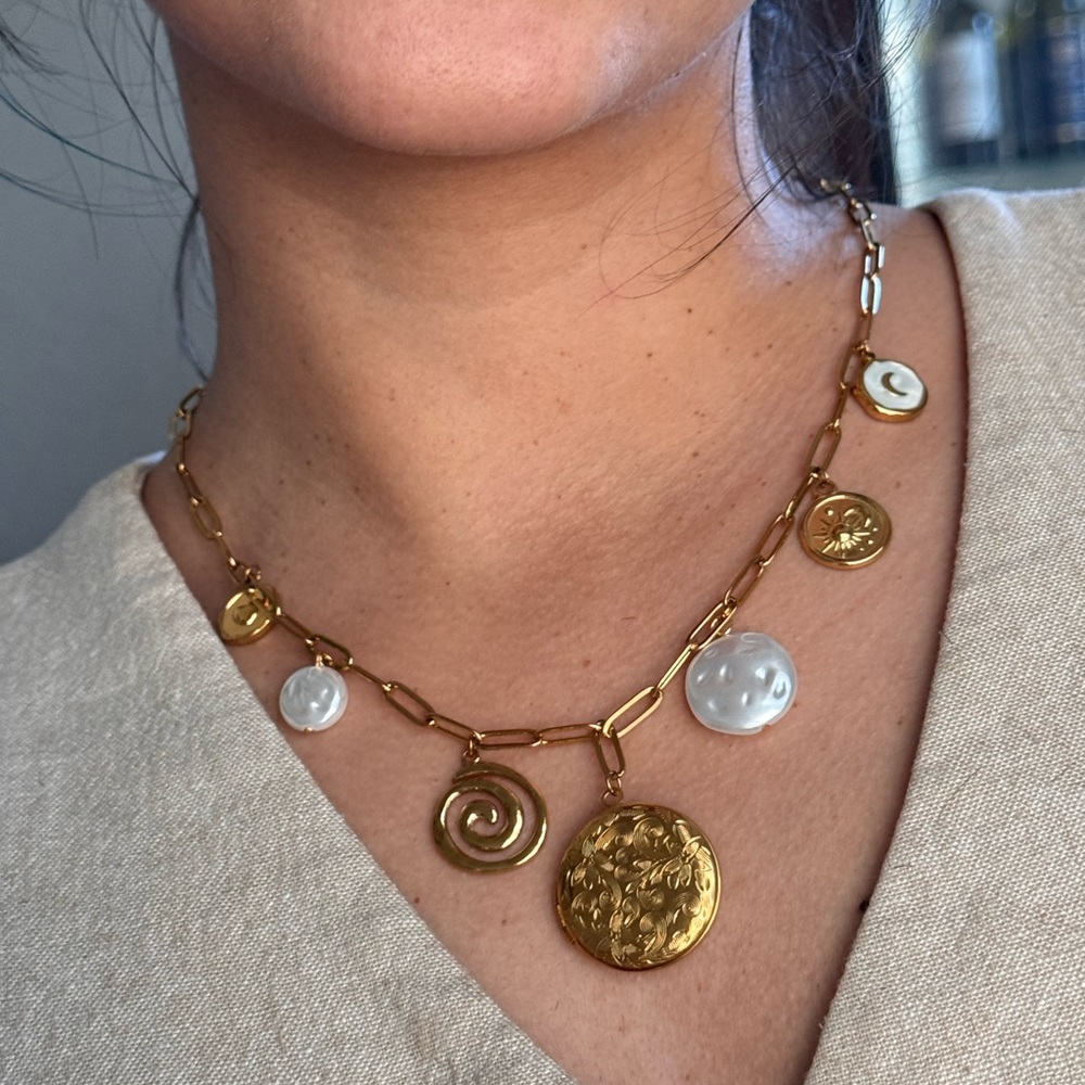 Gold and Silver Charm Necklace - Picture 3 of 4